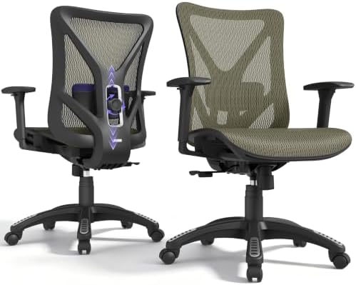 Ergonomic Office Chair, Mesh Computer Desk Chairs with BIFMA X5.1 Certified, Adjustable Lumbar Support, 3D Arm, Tilt Back, Wide Seat, Comfy Swivel Work Task Chair for Company and Home (Obsidian Black)