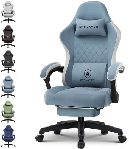 GTPLAYER Gaming Chair, Computer Office Chair with Pocket Spring Cushion, Linkage Armrests and Footrest, High Back Ergonomic Computer Chair with Lumbar Support Task Chair with Footrest(Black)