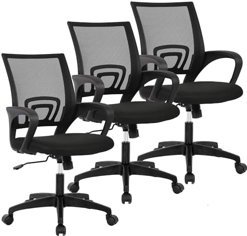 BestOffice Ergonomic Office Chair | Mid-Back Swivel Desk Chair | Dark Black