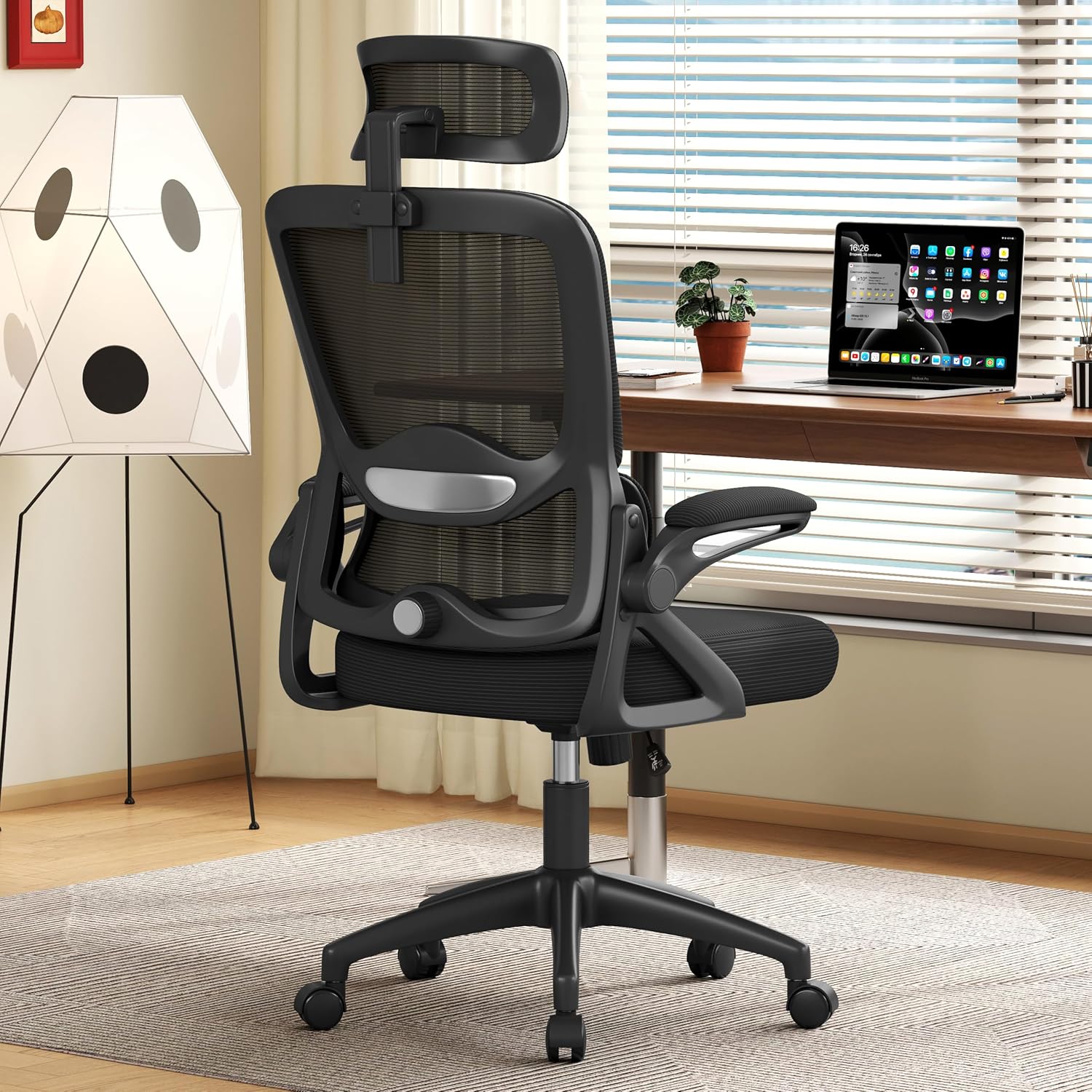 Ergonomic Office Chair, Mesh Office Chair with Lumbar Support, High Back Desk Chair with Flip-up Arms, 400 lbs Big and Tall Computer Chair with Headrest, Comfy Desk Chairs