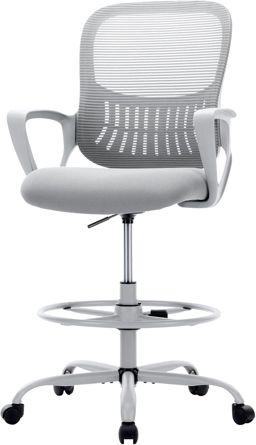 Sweetcrispy Tall Drafting Chair, High Office Desk Chair with Footrest