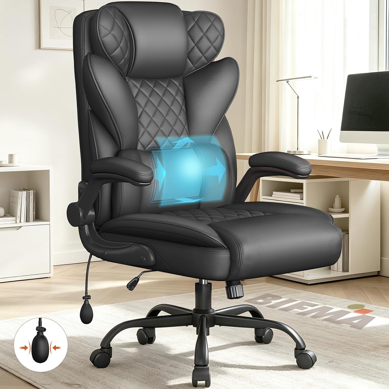 Ergonomic Office Chair,Inflatable Lumbar Support High Back Chair,Black